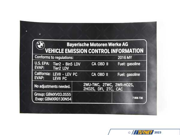 Genuine BMW LABEL "EXHAUST EMISSION" 71227856730