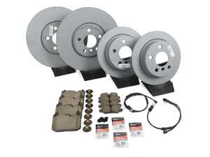 Front & Rear Brake Service Kit - JCW Plain Face Front Rotors - F55, F56, F57