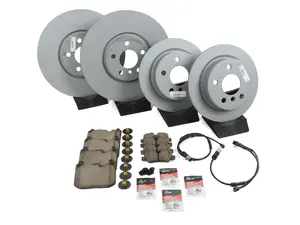 Front & Rear Brake Service Kit - JCW Plain Face Front Rotors - F55, F56, F57