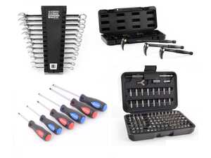 Metric Combination Wrench Set & Indexing Pry Bar Set With 100 Piece Bit Set & 6 Piece Screwdriver Set
