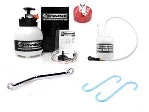 European Pressure Brake Bleeder & Catch Bottle With Caliper Hook Set, Billet Aluminum Cap, And Bleeder Wrench