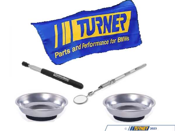 Enthusiast Bundles Turner Magnetic Fender Cover & LED Telescoping Mirror With Telescoping Magnet & 2 Magnetic Parts Trays 019744TMS01A2KT