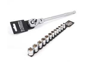 3/8" Drive Long Flex Head Ratchet with 3/8" Drive 6 Point Socket Set
