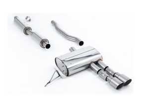 Cat-Back Exhaust System - Resonated Dual GT90 - Brushed Titanium Tips