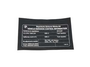 Genuine BMW Label "exhaust Emission" - 71227649775