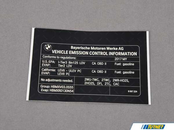 Genuine BMW LABEL EXHAUST EMISS 71228067224