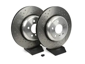 Rear Dimpled And Slotted Brake Rotors - Pair - (345x24)