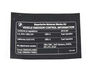 Genuine BMW Label "Exhaust Emission" My14 - 71228617025
