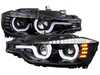Spec-D Tuning Spec-D HID Projector Headlights W/ LED U-Bar Angel Eyes & Turn Signals - Jet Black Housing / Clear Lens - BMW F30 Pre-LCI w/ Non-Adaptive Xenon Headlights LHP-F3012BK-HDTM View 1