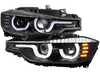 Spec-D Tuning Spec-D HID Projector Headlights W/ LED U-Bar Angel Eyes & Turn Signals - Matte Black Housing / Clear Lens - BMW F30 Pre-LCI w/ Non-Adaptive Xenon Headlights LHP-F3012JM-HDTM View 1