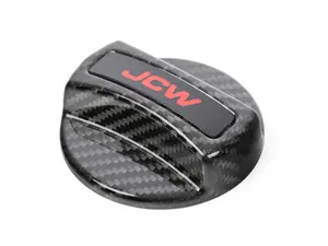 MINI JCW Carbon Fiber Filler Cap Cover - Red JCW Letters