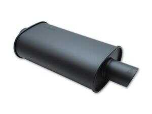 Vibrant StreetPower FLAT BLACK Oval Muffler With Single 3in Outlet - 2.5in Inlet I.D.