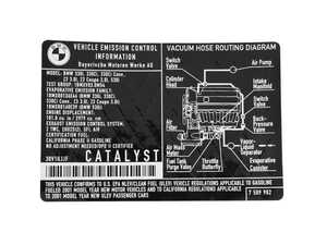 Genuine BMW Label "Exhaust Emission" - 71227509982 - E39,E46