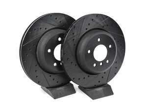 BMW E60 Rear V5 Drilled & Slotted Brake Rotors - Set (345x24)