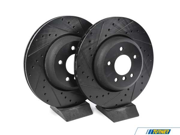 ECS BMW E60 Rear V5 Drilled & Slotted Brake Rotors - Set (345x24) 34216763827-XS