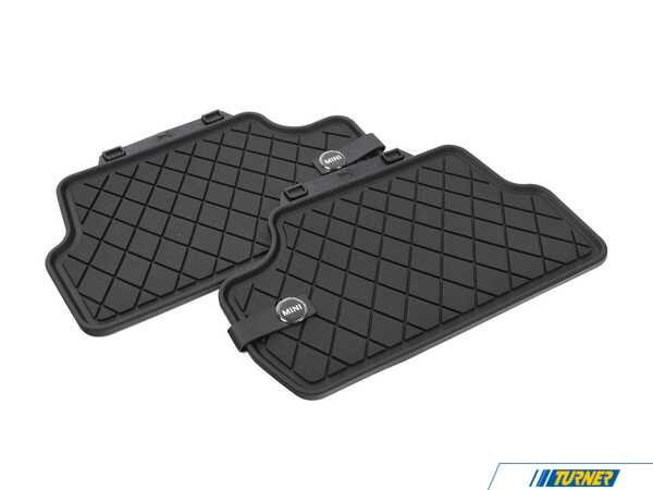 Genuine MINI Essentials Rear Rubber Factory Floor Mats Set Black - Priced As Set  51475B50A84