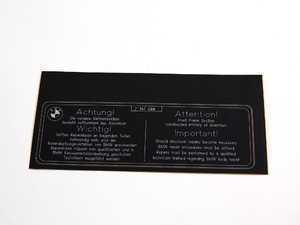 Genuine BMW Label Repair Work Aluminium De/En - 71217147088 - E63