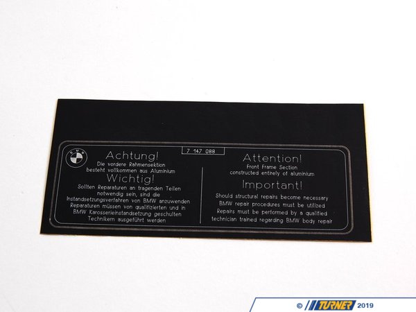 Genuine BMW Genuine BMW Label Repair Work Aluminium De/En - 71217147088 - E63 71217147088