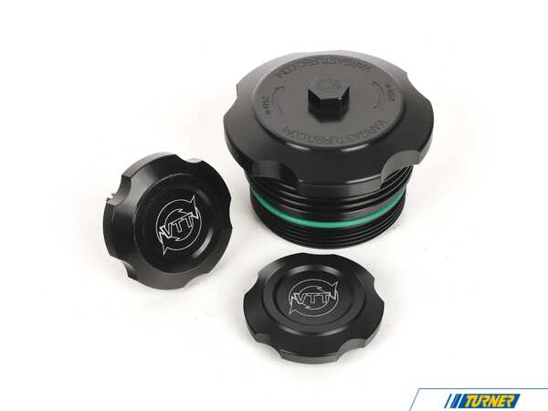 Vargas Turbo Technologies VTT N5X/S55/N2X Triple Billet Cap Kit - Black - BMW N20/52/54/55 TRIPLECAPBLK1