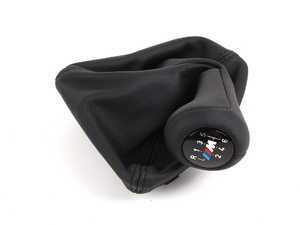 Genuine BMW Leather Shift Knob With Boot - 25112283040 - Schwarz/M