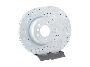 Front Cross Drilled & Slotted Brake Rotors - Pair (338x26)