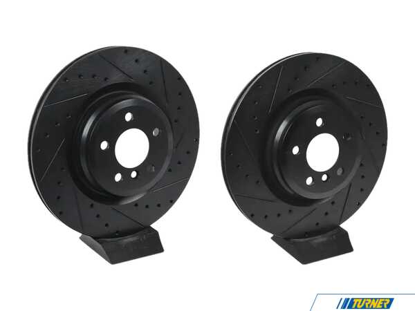 ECS Rear V5 Drilled & Slotted Brake Rotors - Set (370x24) 34216775291-XS