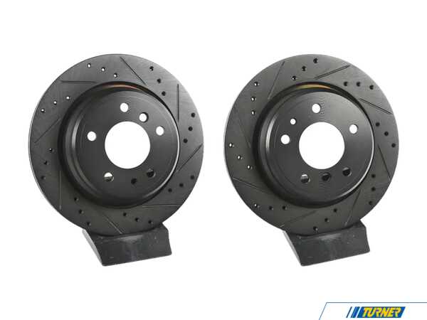ECS Rear V5 Drilled & Slotted Brake Rotors - Set (300x20) 34211159659-XS