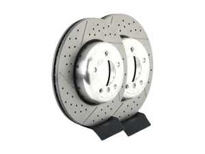 Front Dimpled & Slotted Brake Rotors - Pair (338x26)