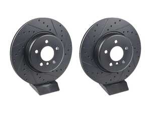BMW Rear Drilled & Slotted Brake Rotors V5 - Set (345x24)