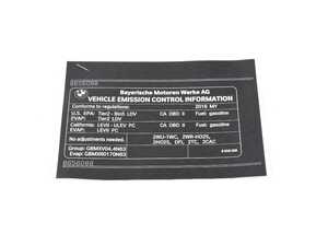 Genuine BMW Label "Exhaust Emission" - 71228656088