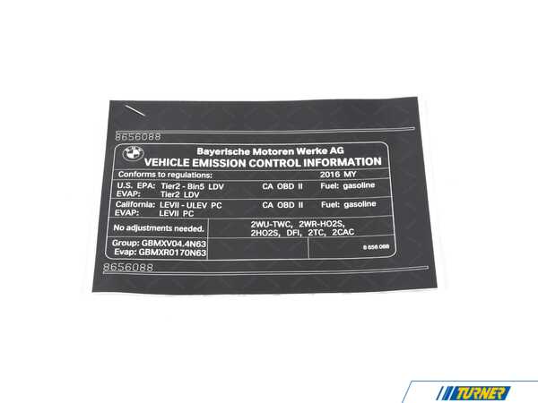 Genuine BMW Genuine BMW Label "Exhaust Emission" - 71228656088 71228656088