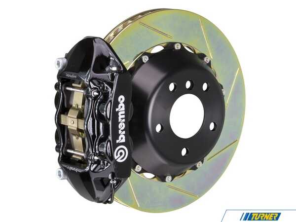 Brembo 06-06 330i (Excluding xDrive) (E90), 06-06 330xi (E90), 07-12 335i (Excluding xDrive) (E90, E92, E93), 07-12 335xi (E90, E91, E92, E93), Rear, Slotted, Black, 4 Piston, 345x28 2-Piece 2P2.8011A1