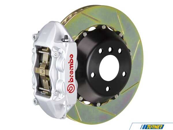 Brembo 06-06 330i (Excluding xDrive) (E90), 06-06 330xi (E90), 07-12 335i (Excluding xDrive) (E90, E92, E93), 07-12 335xi (E90, E91, E92, E93), Rear, Slotted, Silver, 4 Piston, 345x28 2-Piece 2P2.8011A3