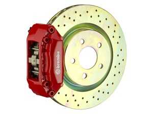 87-91 M3 (E30), Front, Drilled, Red, 4 Piston, 330x28 1-Piece