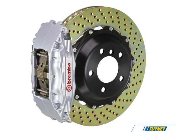 Brembo 95-99 M3 (E36), 98-02 Z3 M-Coupe/Roadster, Front, Drilled, Silver, 4 Piston, 355x32 2-Piece 1B1.8009A3