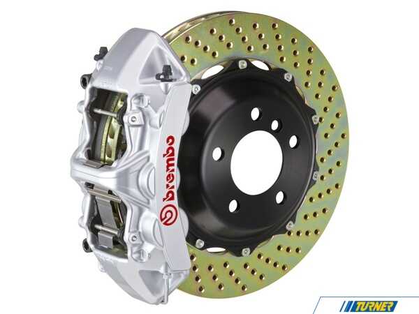 Brembo 99-05 330i/Ci (Excluding xDrive) (E46), Front, Drilled, Silver, 6 Piston, 355x32 2-Piece 1M1.8020A3