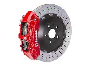10+ 550i, xDrive Gran Turismo (F07), 09+ 7-Series (F01, F02, F04), Front, Drilled, Red, 6 Piston, 405x34 2-Piece