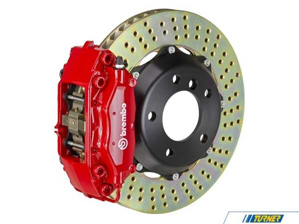 Brembo 98-02 Z3 M-Coupe/Roadster, Rear, Drilled, Red, 4 Piston, 328x28 2-Piece 2C1.6005A2