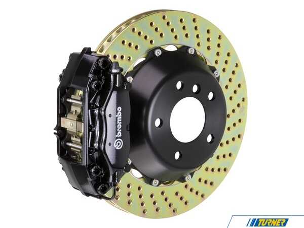 Brembo 02-05 7-Series (Through 3/05 Production) (E65, E66), Rear, Drilled, Black, 4 Piston, 345x28 2-Piece 2C1.8005A1