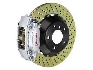 04-10 5-Series (Excluding xDrive, M5) (E60), 04-11 6-Series (Excluding M6) (E63, E64), Rear, Drilled, Silver, 4 Piston, 345x28 2-Piece