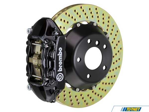 Brembo 11+ 528i, xDrive (F10, F11), 11+ 535i, xDrive (F10, F11), Rear, Drilled, Black, 4 Piston, 345x28 2-Piece 2P1.8040A1