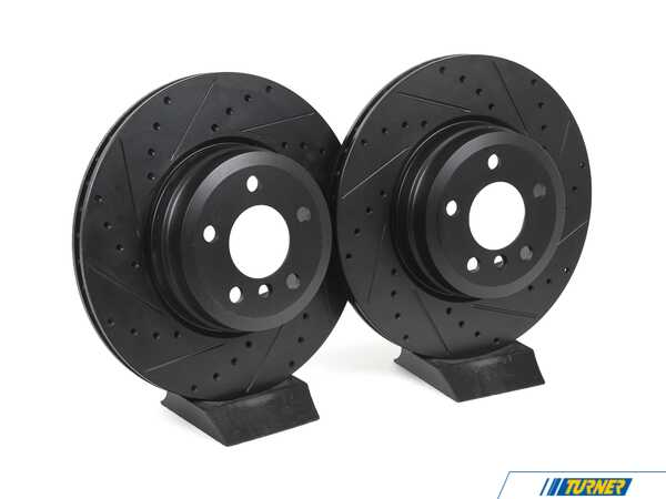 ECS Rear V5 Drilled & Slotted Brake Rotors - Set (345x24) 34216886480-XS