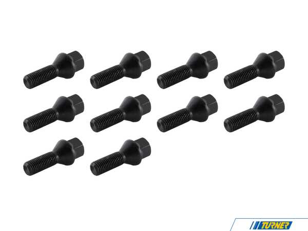 Turner Motorsport Set of 10 12x1.5 Extended Black Wheel Bolts for 3mm Spacers TWH995128Bx10