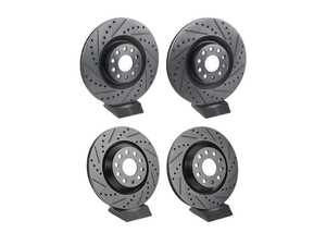 Front & Rear V5 Drilled & Slotted Brake Rotors - Set (345x30/310x22)