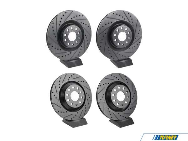 ECS Front & Rear V5 Drilled & Slotted Brake Rotors - Set (345x30/310x22) 1K0615301AR-XSKT