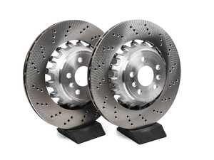 SHW Performance Rear Brake Rotor Set - Cross Drilled - 370x24mm - BMW F97 X3M, F98 X4M