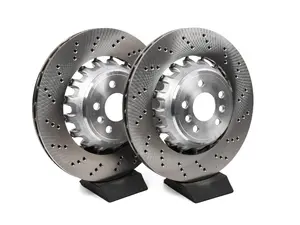 SHW Performance Rear Brake Rotor Set - Cross Drilled - 370x24mm - BMW F97 X3M, F98 X4M