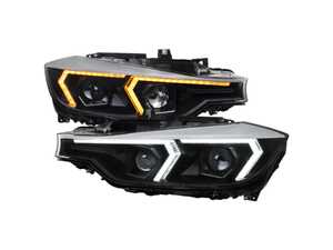 Spec D Projector Headlights W/ Switchback Sequential LED Turn Signal (Black Housing / Clear Lens) - F30