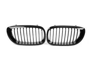 Gloss Black Front Grilles - E46 Coupe 2004-2006 (Post-Facelift)