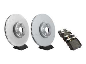 Genuine BMW Front Brake Rotor - Pair (374x36mm) With Brembo Front Semi-Metallic Brake Pad Set